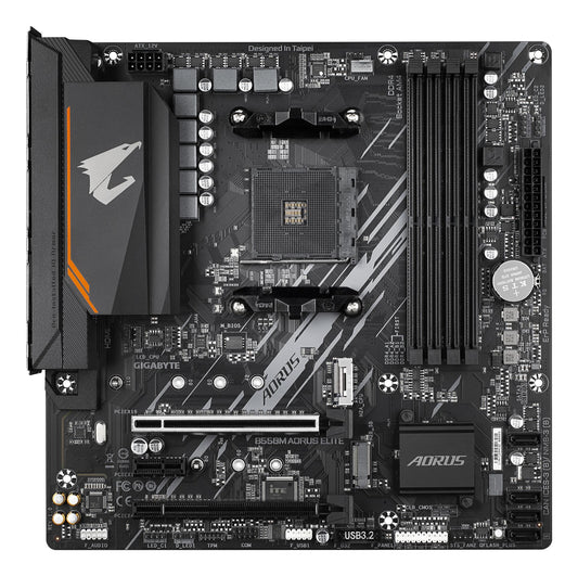 Mainboard GIGABYTE AMD B550 SAM4 Micro-ATX Memory DDR4 Memory slots 4 1xPCI-Express 3.0 1x 1xPCI-Express 3.0 4x 1xPCI-Express 4.0 16x 2xM.2 1xDVI-D 1xHDMI 2xAudio-In 1xAudio-Out 4xUSB 2.0 4xUSB 3.2 1xPS/2 1xRJ45 B550MAORUSELITE1.3