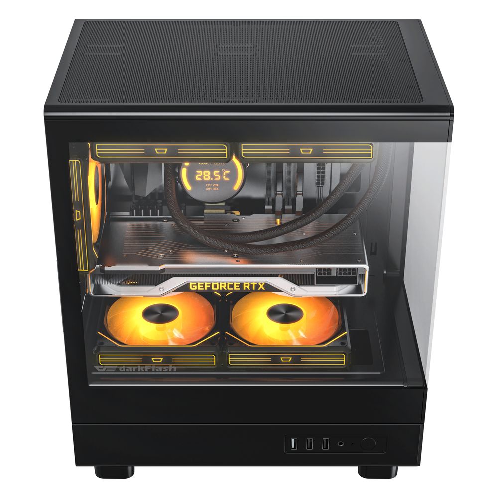 Darkflash Computer Case DB330M Black with 3 Fans