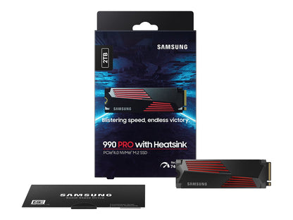 Samsung | 990 PRO with Heatsink | 2000 GB | SSD form factor M.2 2280 | Solid-state drive interface M.2 NVMe | Read speed 7450 MB/s | Write speed 6900 MB/s