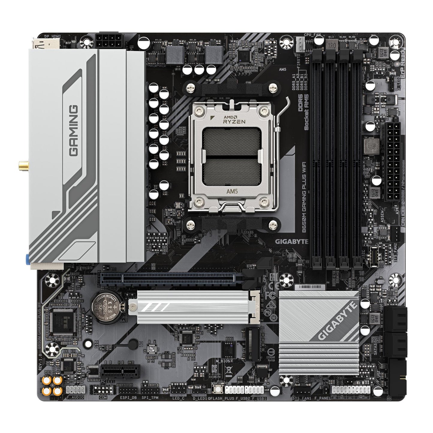 Mainboard GIGABYTE AMD B650 SAM5 Micro-ATX Memory DDR5 Memory slots 4 B650MGAMINGPLUSWF1.3