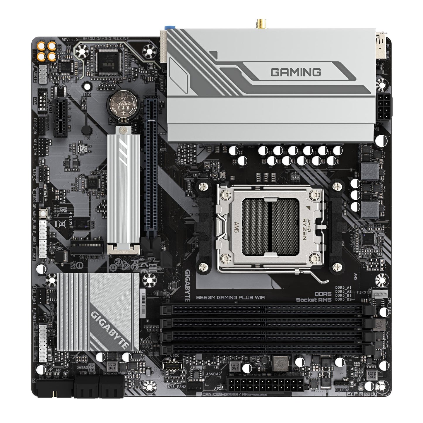 Mainboard GIGABYTE AMD B650 SAM5 Micro-ATX Memory DDR5 Memory slots 4 B650MGAMINGPLUSWF1.3